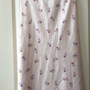 Cotton On Light Pink Floral Maxi Skirt with Red & Purple Blooms